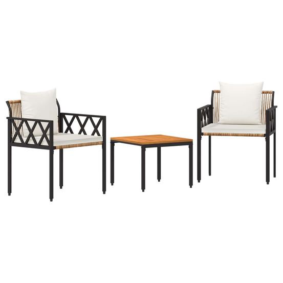 Ensemble de meubles d'extérieur 3 pcs marron et crème blanche