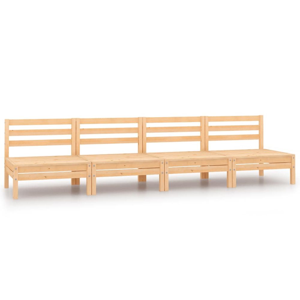 Canapés centraux de jardin 4 pcs bois de pin massif