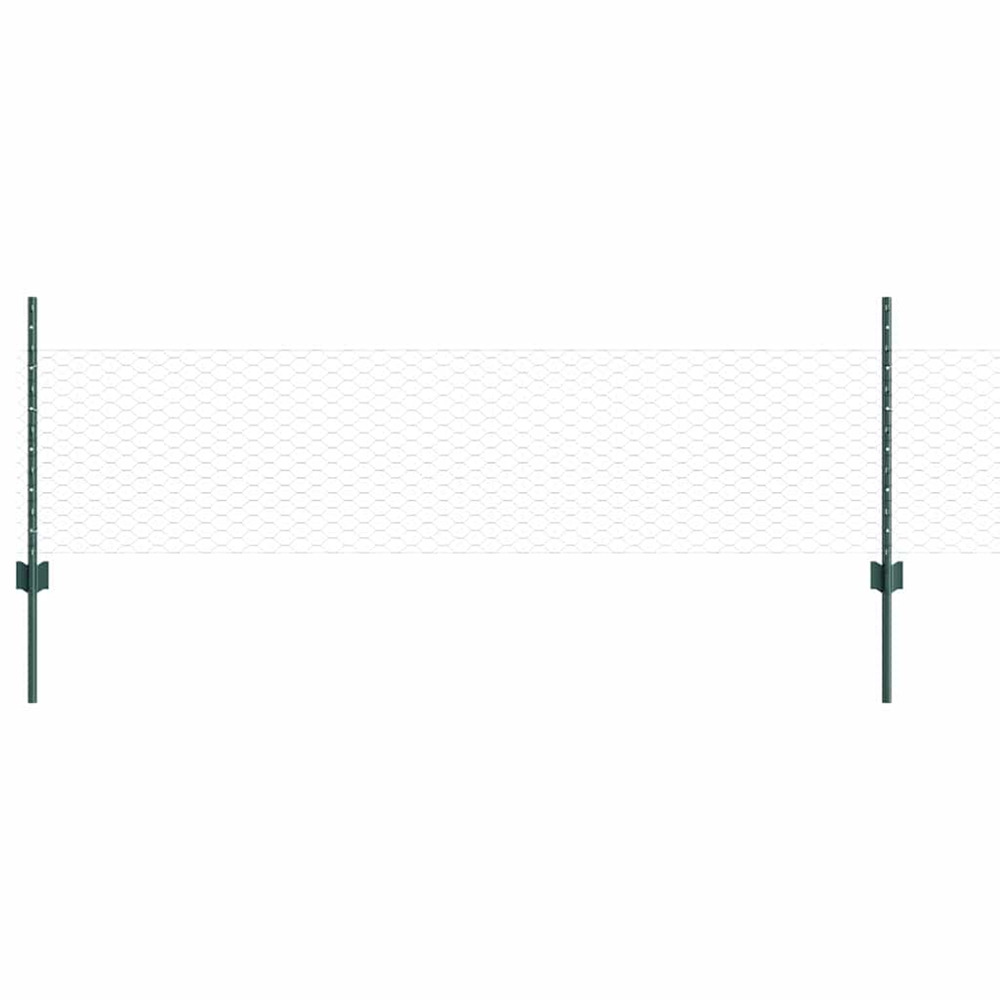 Clôture avec poteau vert 0,5 x 10 m acier et pvc