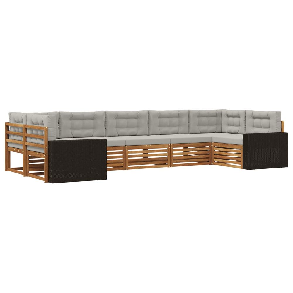 Ensemble de canapés d'extérieur 7 pc naturel et gris clair