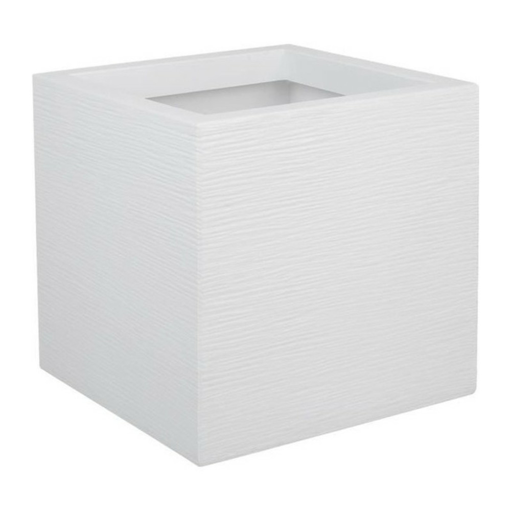 Eda plastique bac a fleurs carre graphit up - 21 l - 29,5 x 29,5 x 29,5 cm - blanc cerusie