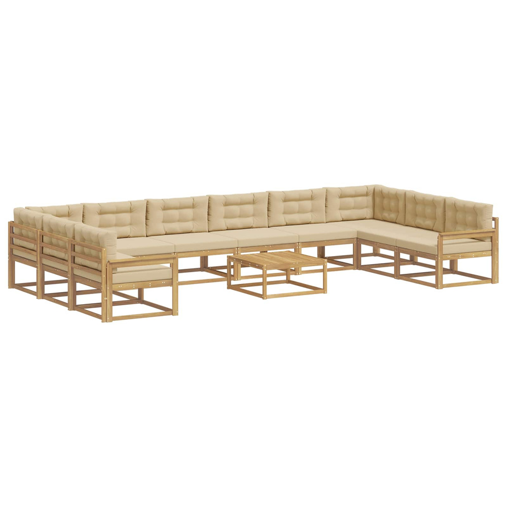 Ensemble de canapés d'extérieur 11 pcs blanc et beige
