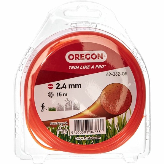Fil débroussailleuse rond nylon orange ø2.4mm/15m oregon 69-362-or
