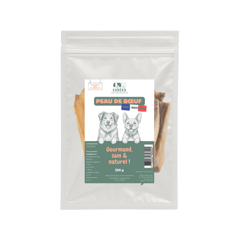 Peaux de bœuf naturelles pour chiens – Snacks à mâcher, favorisent l’hygiène dentaire, 100% digestibles