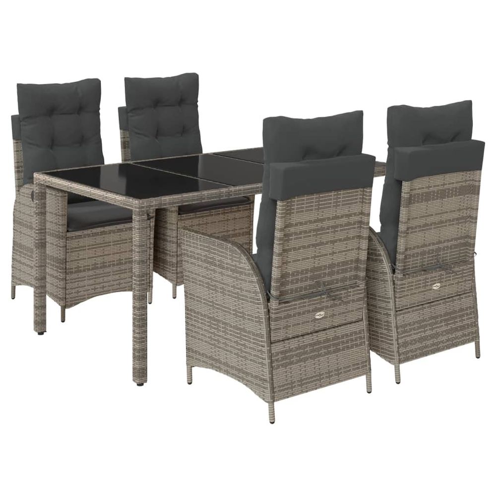 Ensemble à manger de jardin 5 pcs coussins gris résine tressée