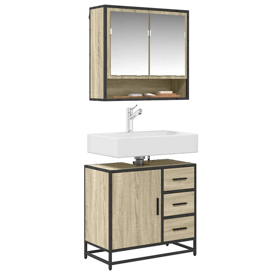 Armoire lavabo de salle de bain chêne sonoma bois d'ingénierie