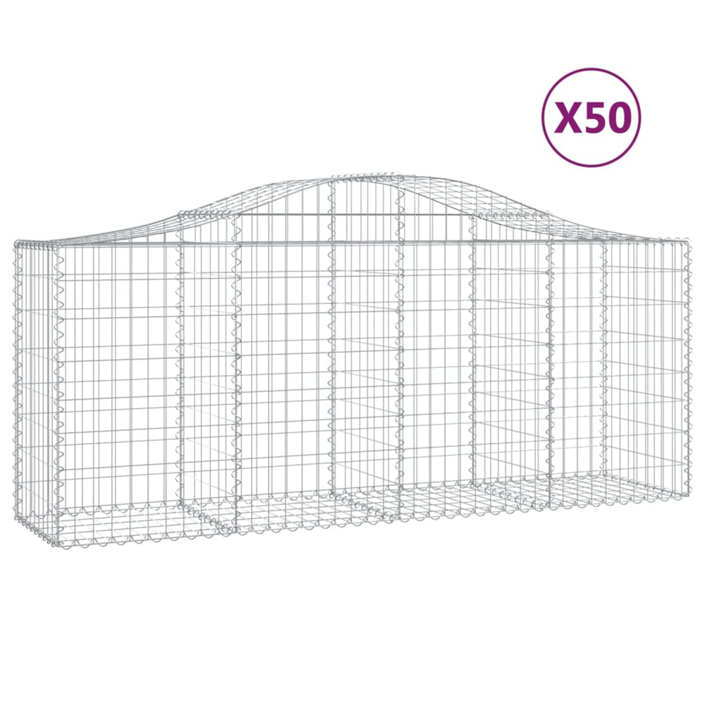 Paniers à gabions arqués 50 pcs 200x50x80/100 cm fer galvanisé