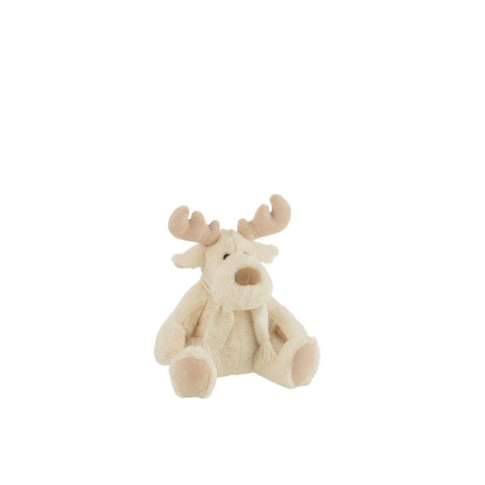 Renne en textile blanc 23x20x23 cm