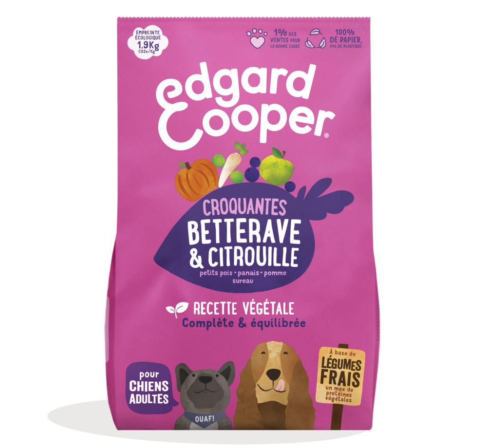 Edgard cooper - croquettes végétariennes betterave & citrouille pour chien 7kg