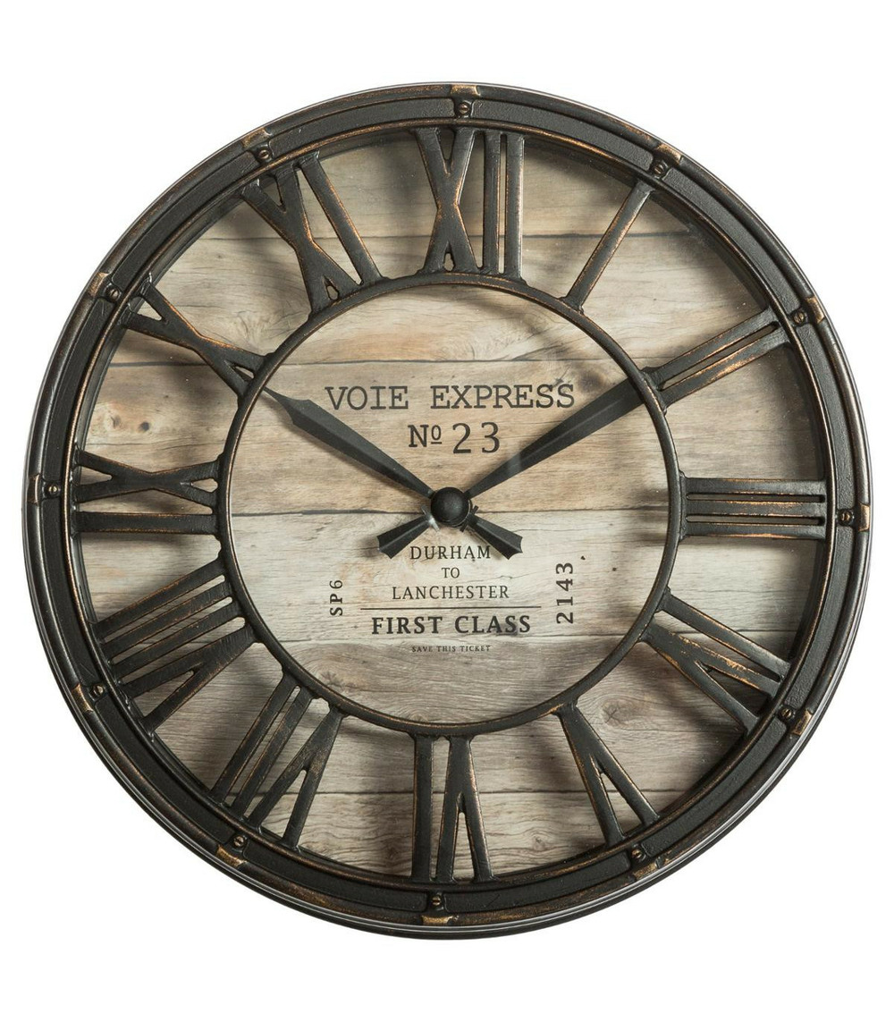 Pendule murale marron rétro et vintage d 21 cm