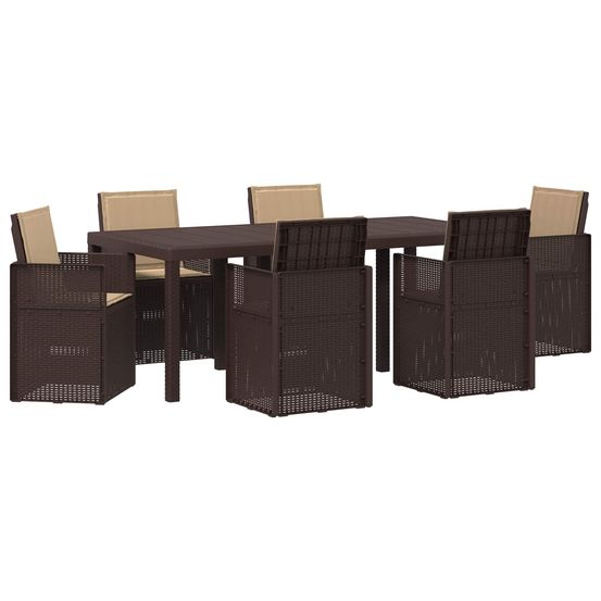 Ensemble de salle à manger pour jardin 7 pc marron et taupe pp