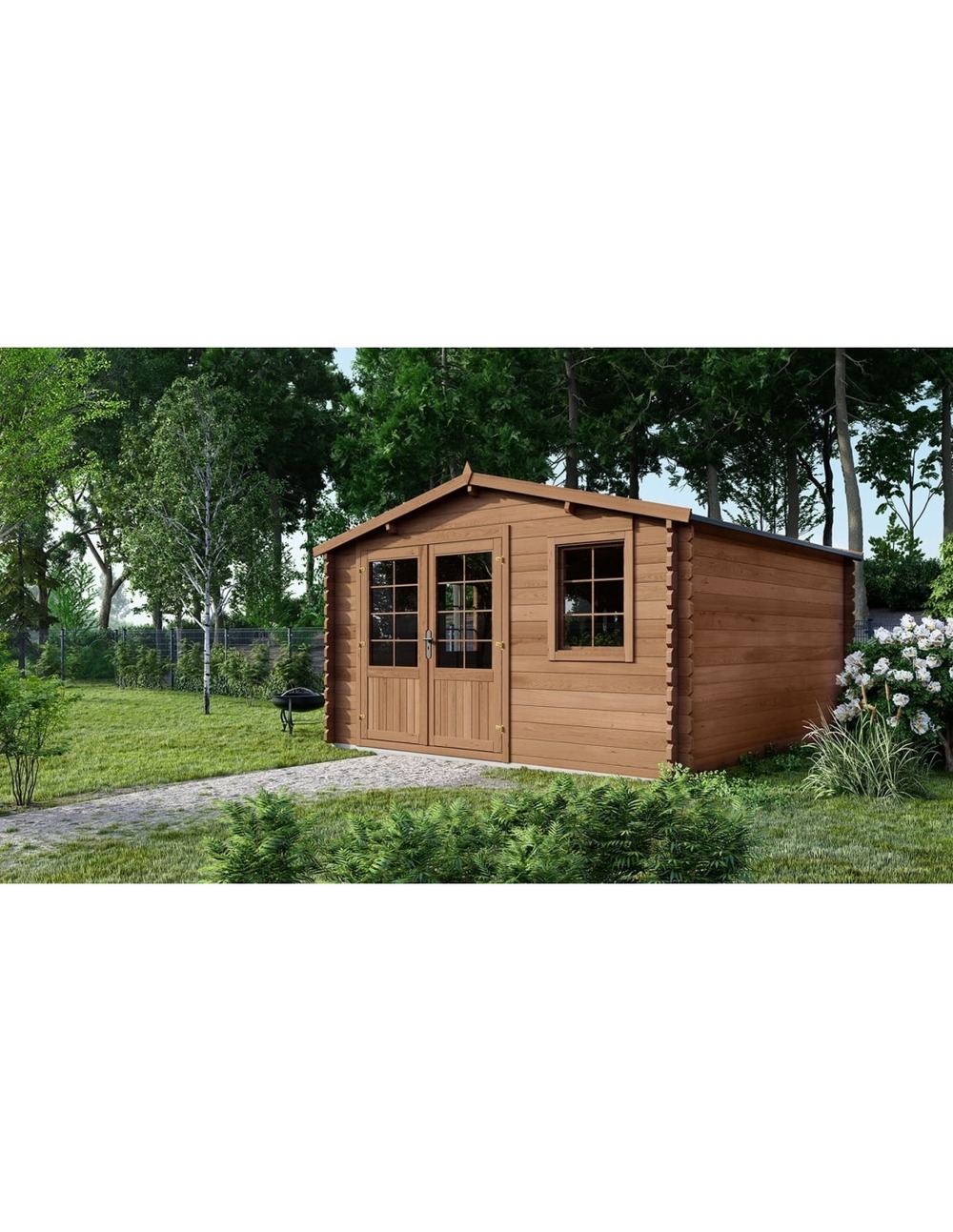 Abri de jardin en bois - 20m2 - 5x4m - traité - ep. 45mm - couleur: marron - dom376 - altanka