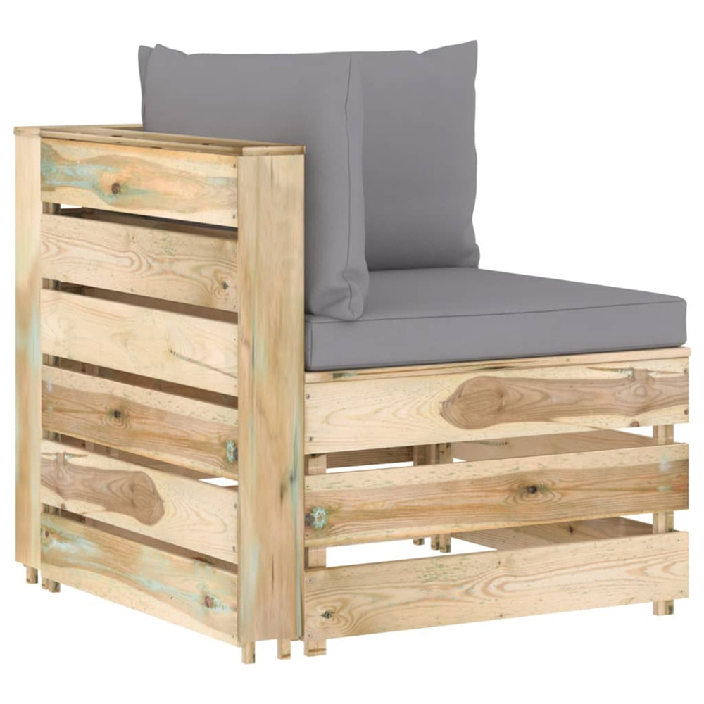 Canapé d'angle sectionnel avec coussins bois imprégné de vert