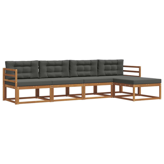 Ensemble de canapés d'extérieur 5 pcs naturel et anthracite