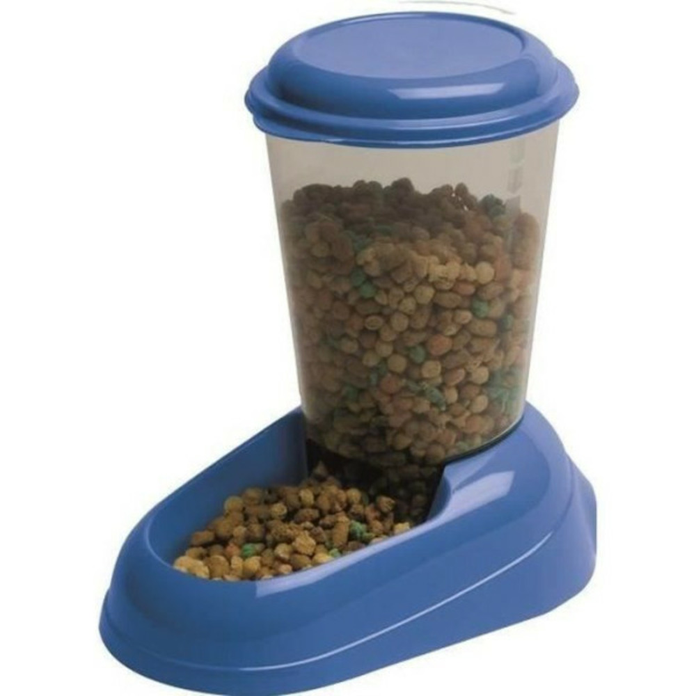 Distributeur croquettes zenith 3l en plastique - 29,2x20,2x28,8 - bleu - chien et chat