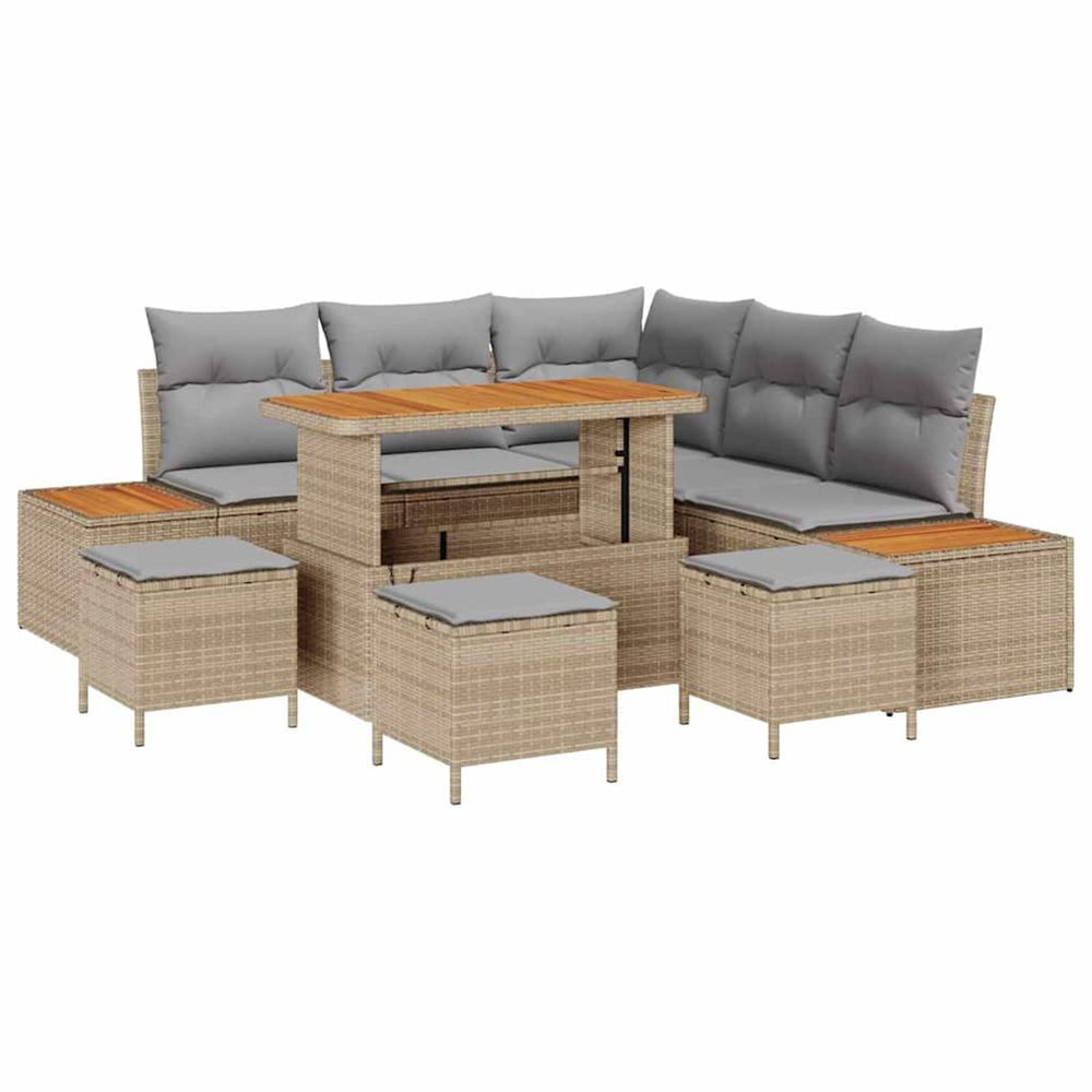 Ensemble de canapé de jardin 9 pc 8-nombre de places beige
