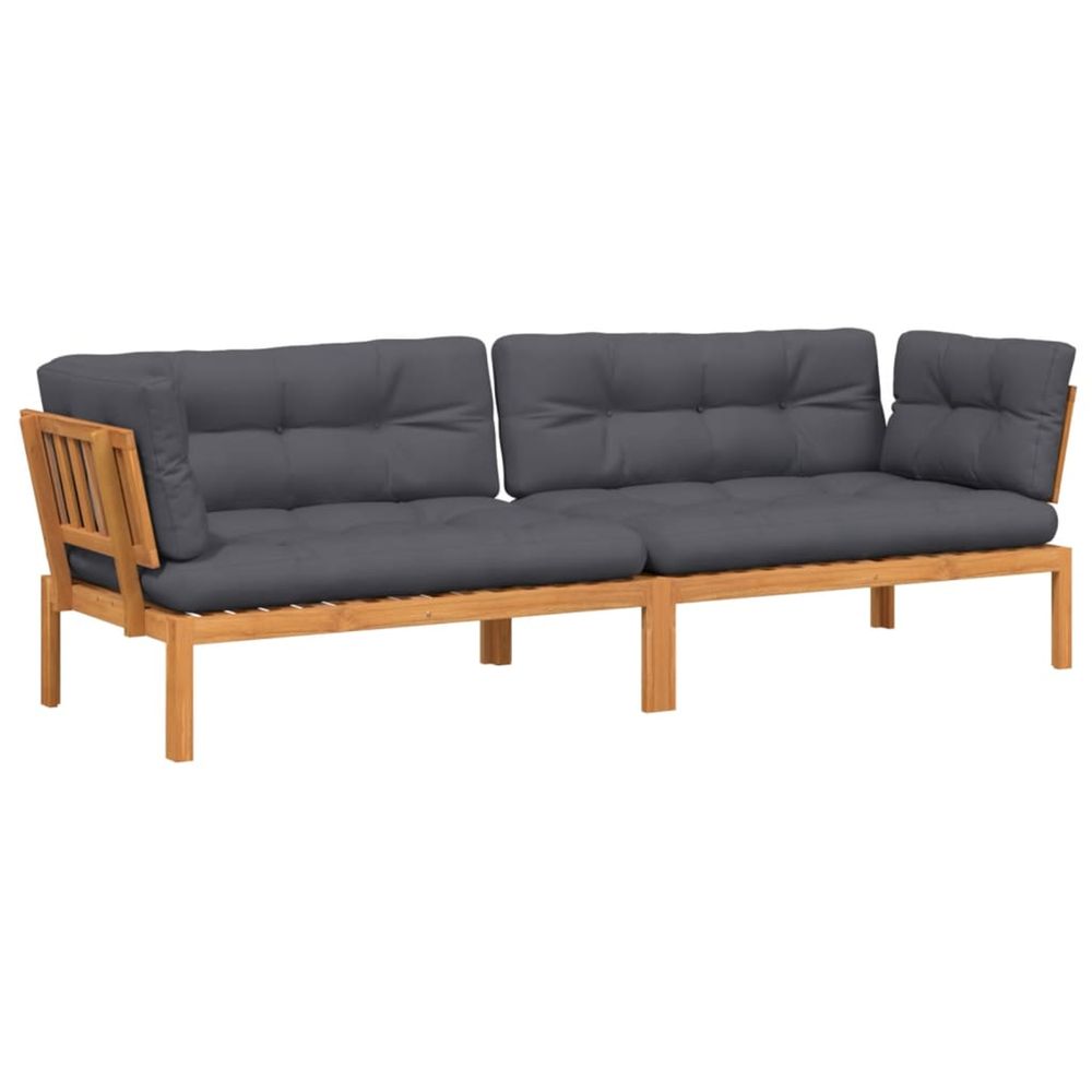 Canapés d'angle palette de jardin et coussins 2 pcs bois acacia