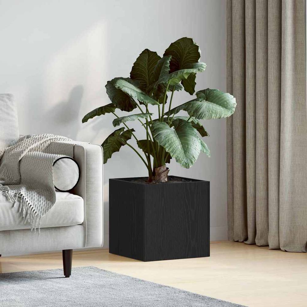 Bac à plantes intérieur design bois chêne noir pour maison moderne