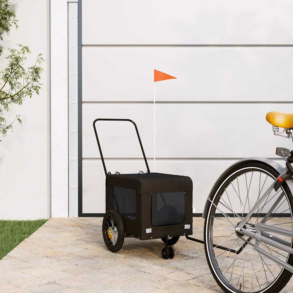 Remorque vélo pour chien 30kg poussette 2-en-1 pour voyage noir