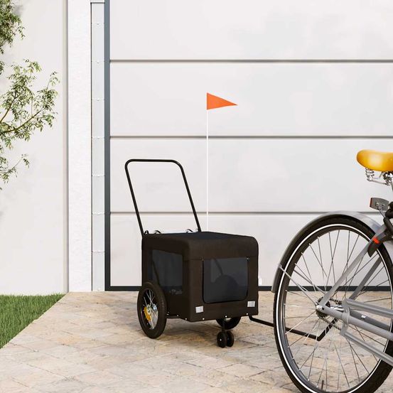 Remorque vélo pour chien 30kg poussette 2-en-1 pour voyage noir