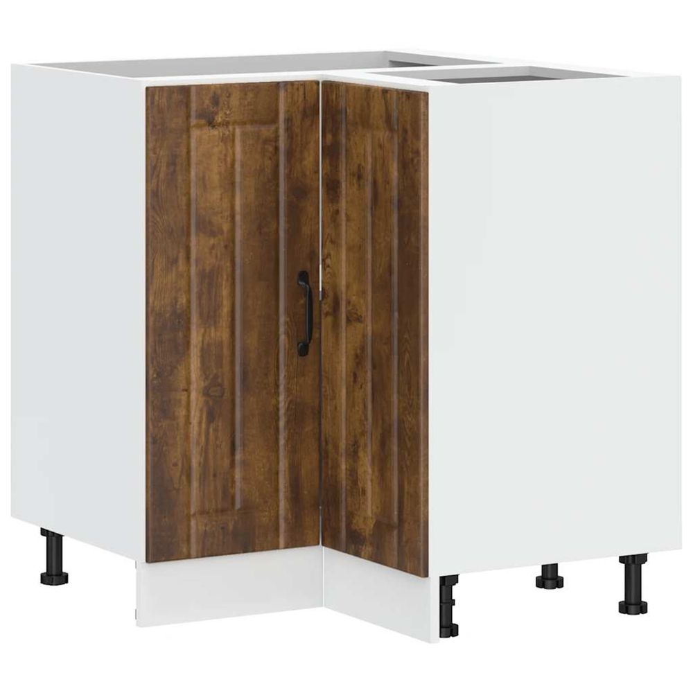 Armoire d'angle de cuisine lucca chêne fumé bois d'ingénierie