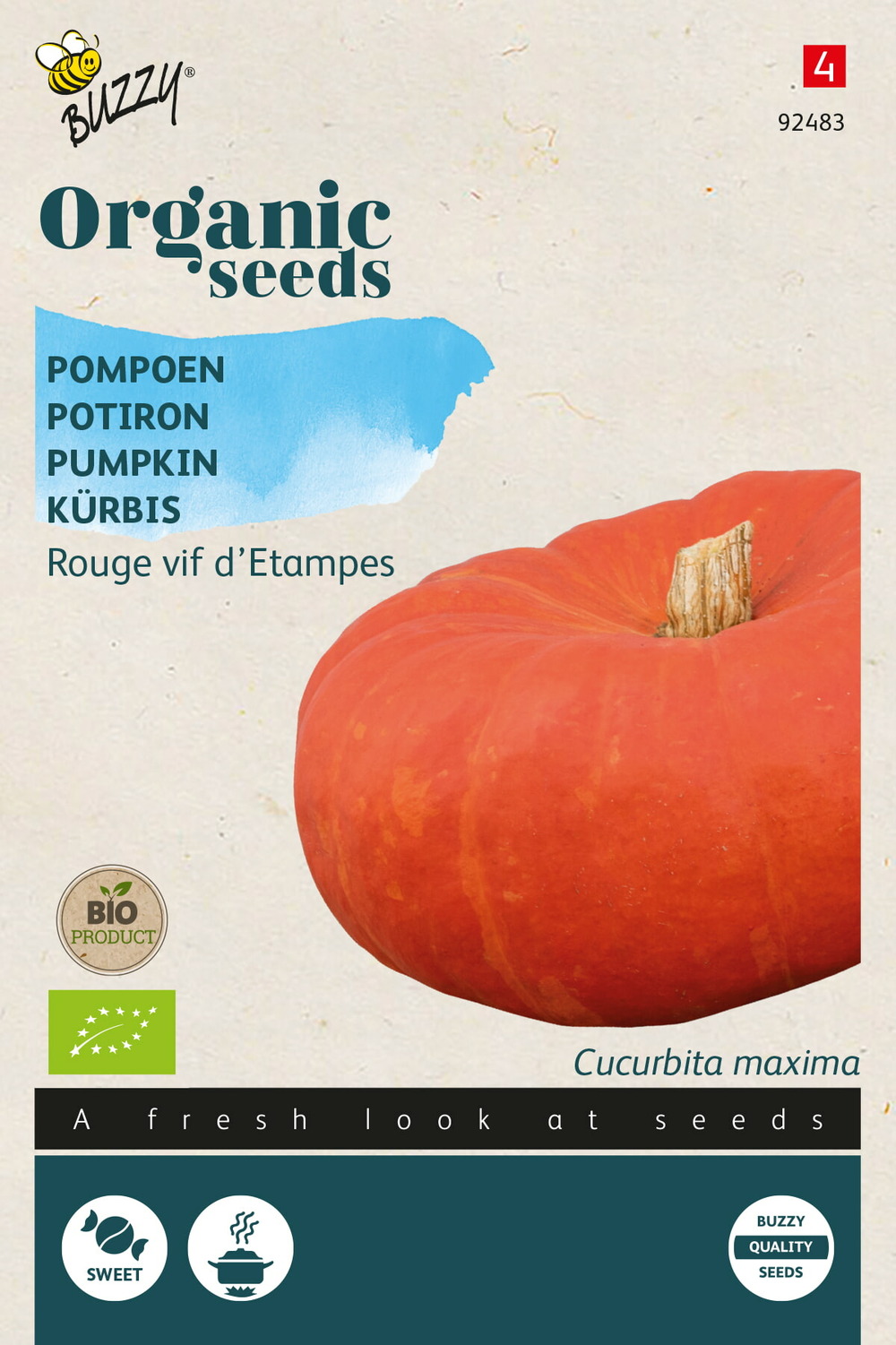Buzzy organic potiron rouge vif d'etampes (bio) - ca. 6 graines