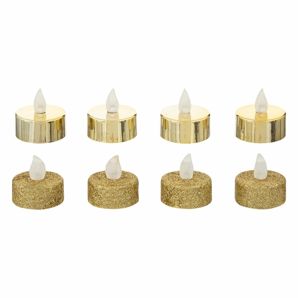 Set 8 bougies lumineuses à led or métallisé et or pailleté d 4 cm