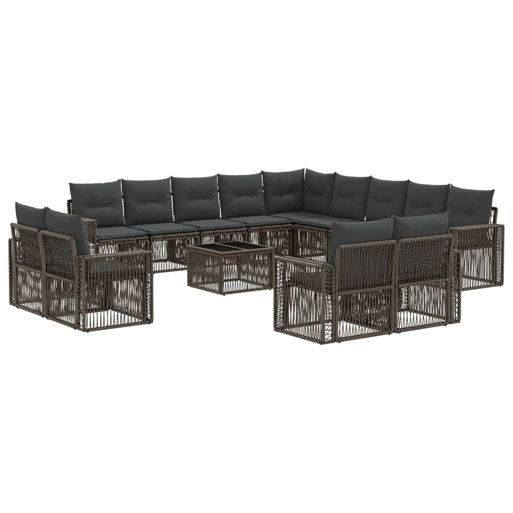 Ensemble de canapé de jardin 14 pc gris et gris foncé polyrotin