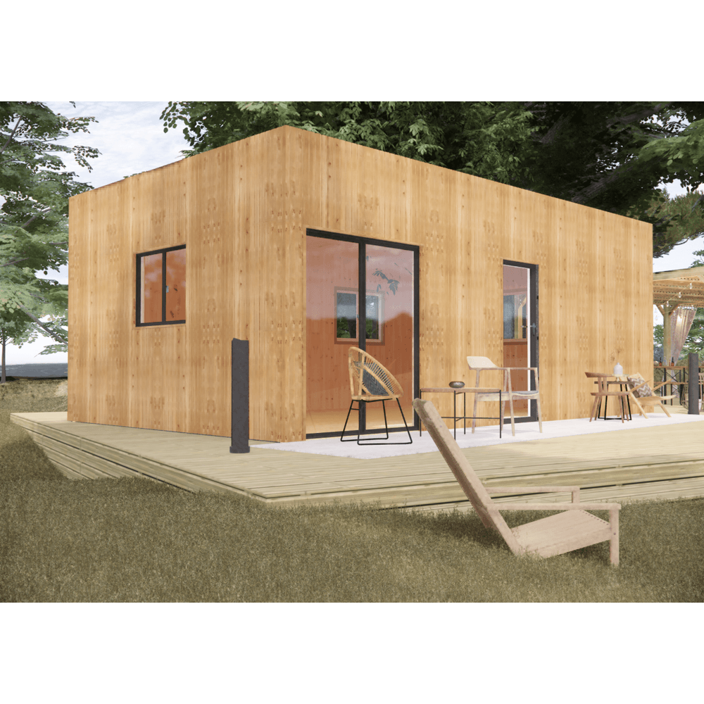 Studio de jardin re2020 en bois 7,7 x 4,6 x 3,2 m / isolation re2020 avec plancher isolé