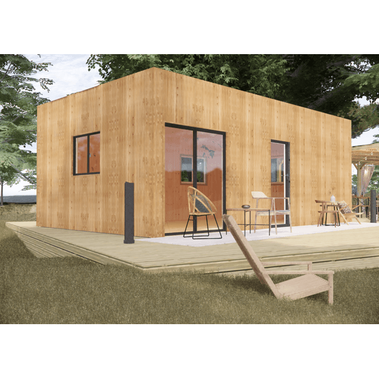 Studio de jardin re2020 en bois 7,7 x 4,6 x 3,2 m / isolation re2020 avec plancher isolé