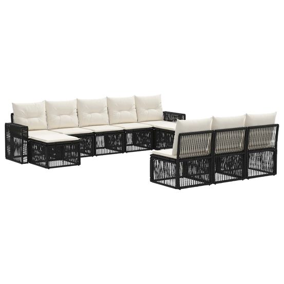 Ensemble de canapé de jardin 10 pc noir et blanc crème