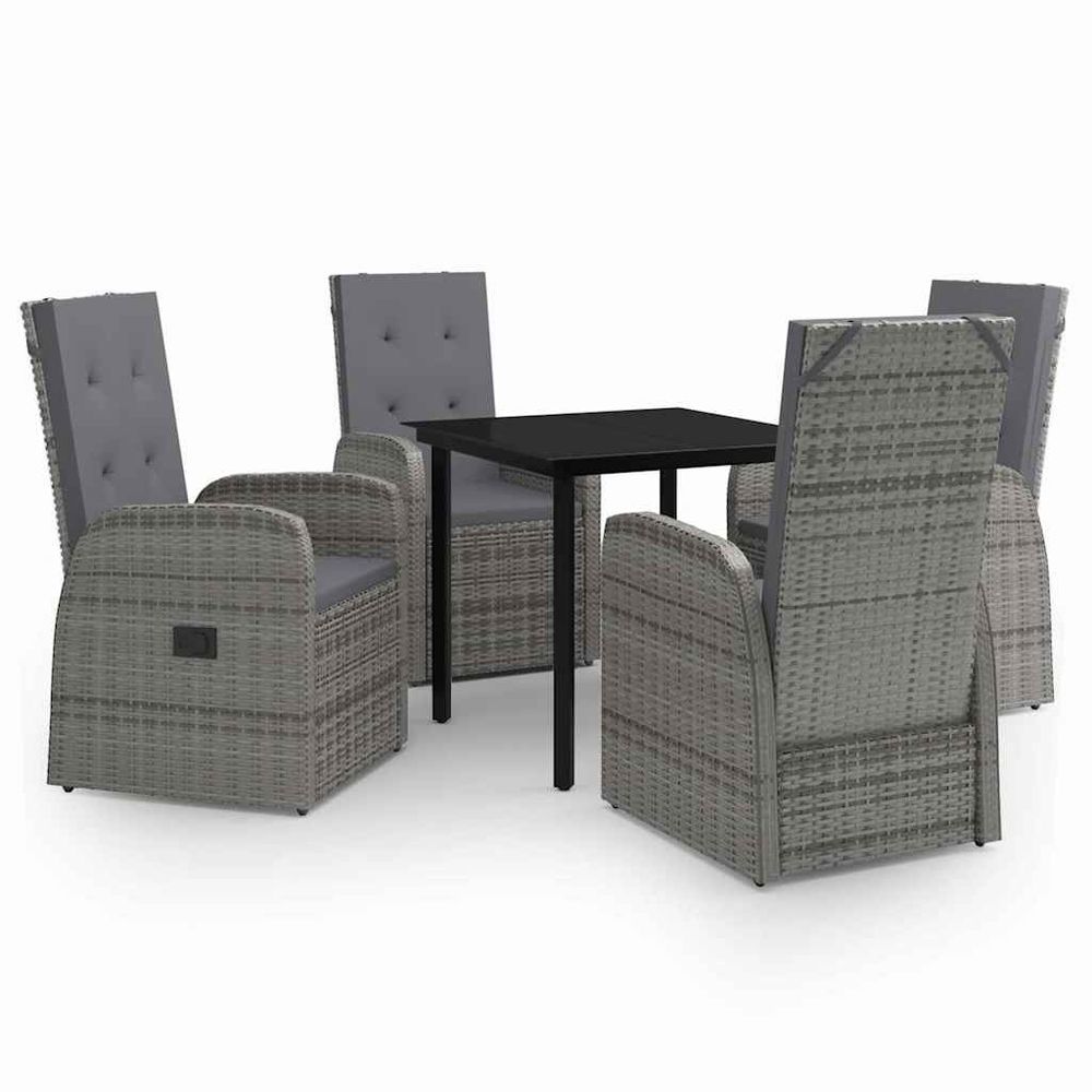 Ensemble à manger de jardin avec coussins 5 pcs gris