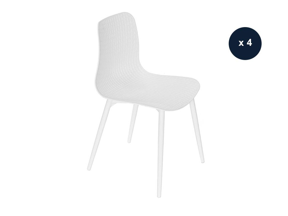 Lots de 4 chaises de jardin en aluminium et résine blanc corfou