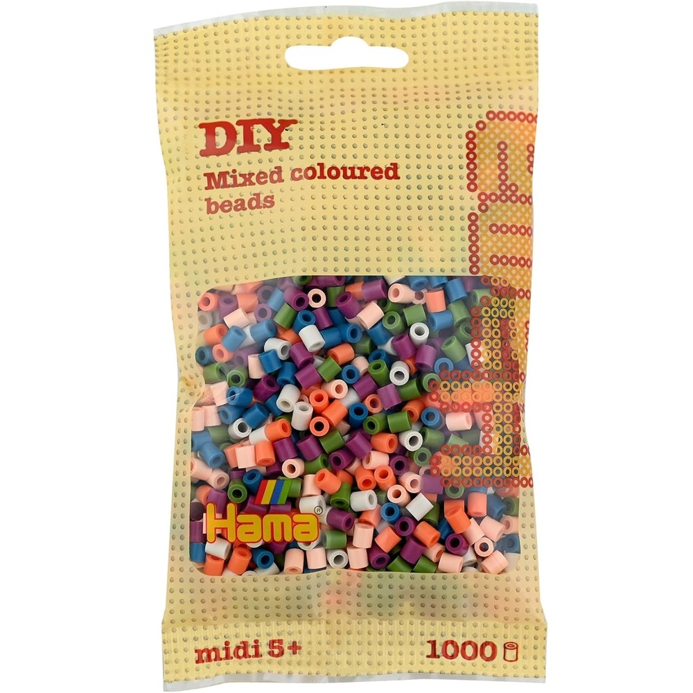 Sachet 1000 perles plastique midi mix 58 couleurs