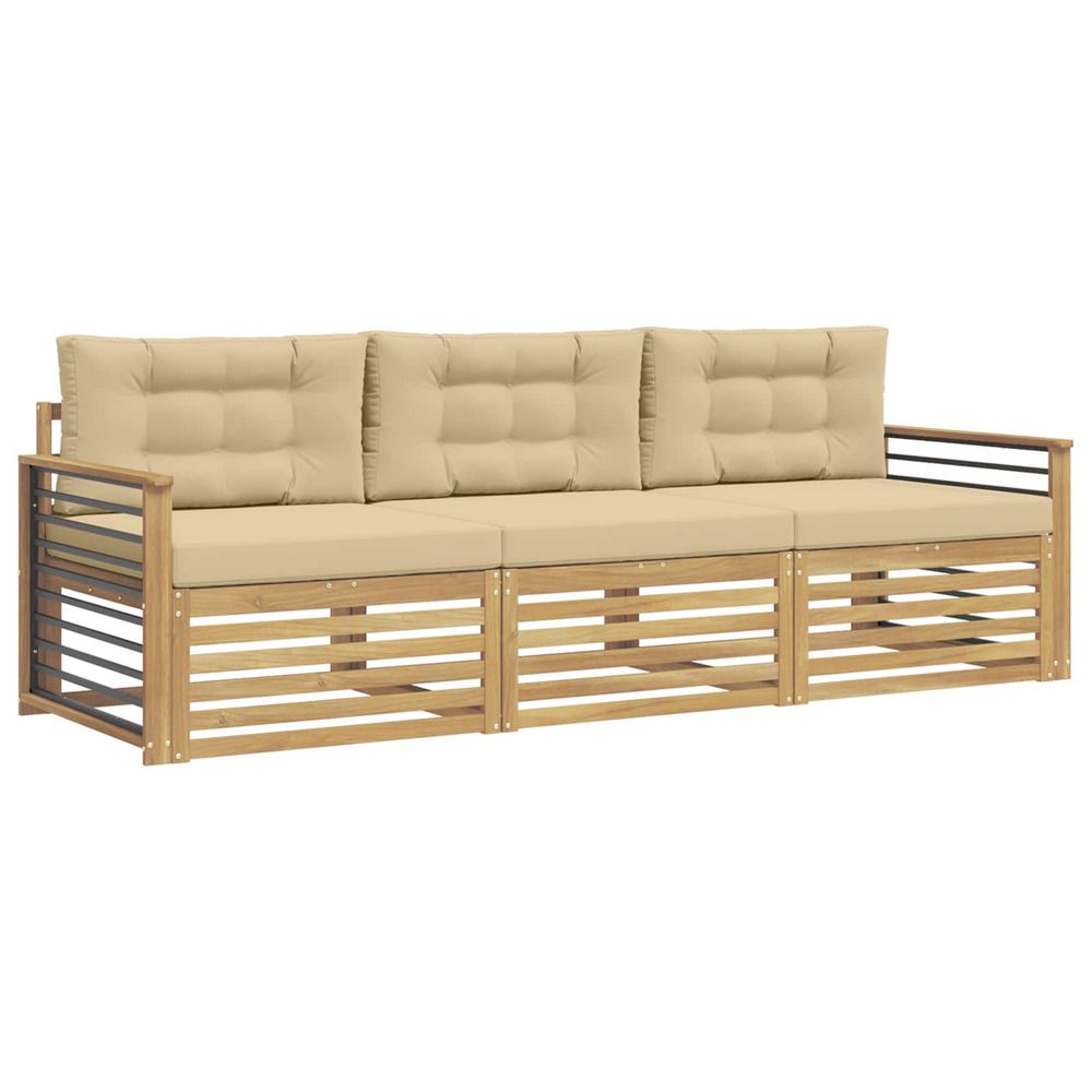 Ensemble de canapés d'extérieur 3 pc blanc et beige polyester