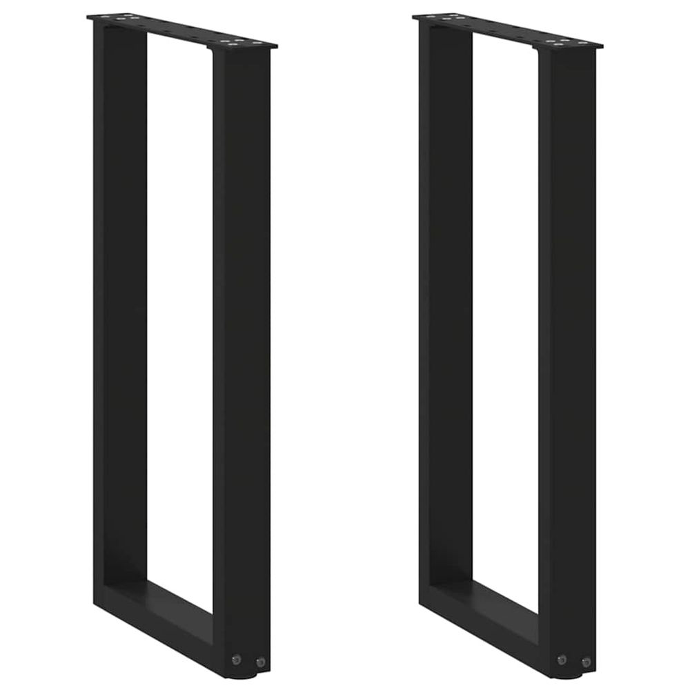 Pieds de table console en u, 2 pièces, noir, 38 x (72-73) cm, acier