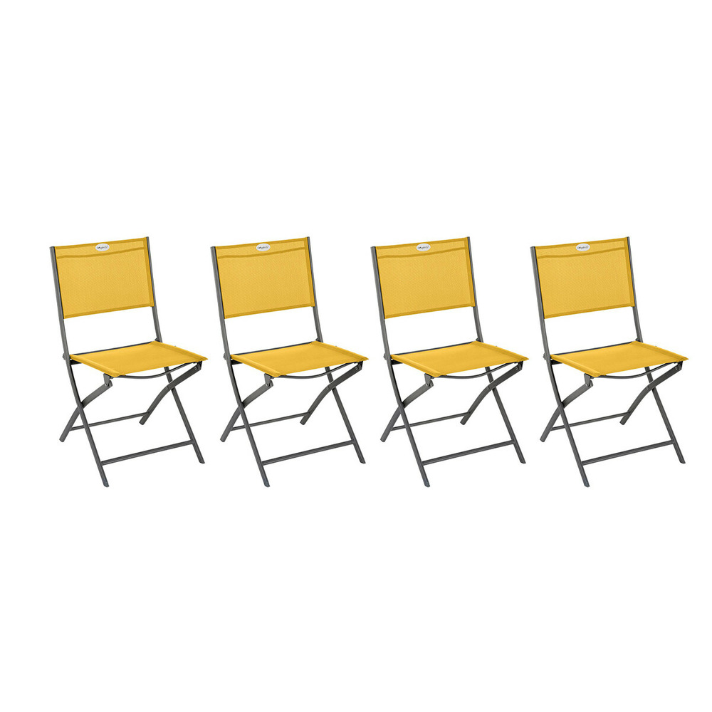 Lot de 4 chaises de jardin pliantes modula jaune moutarde & graphite