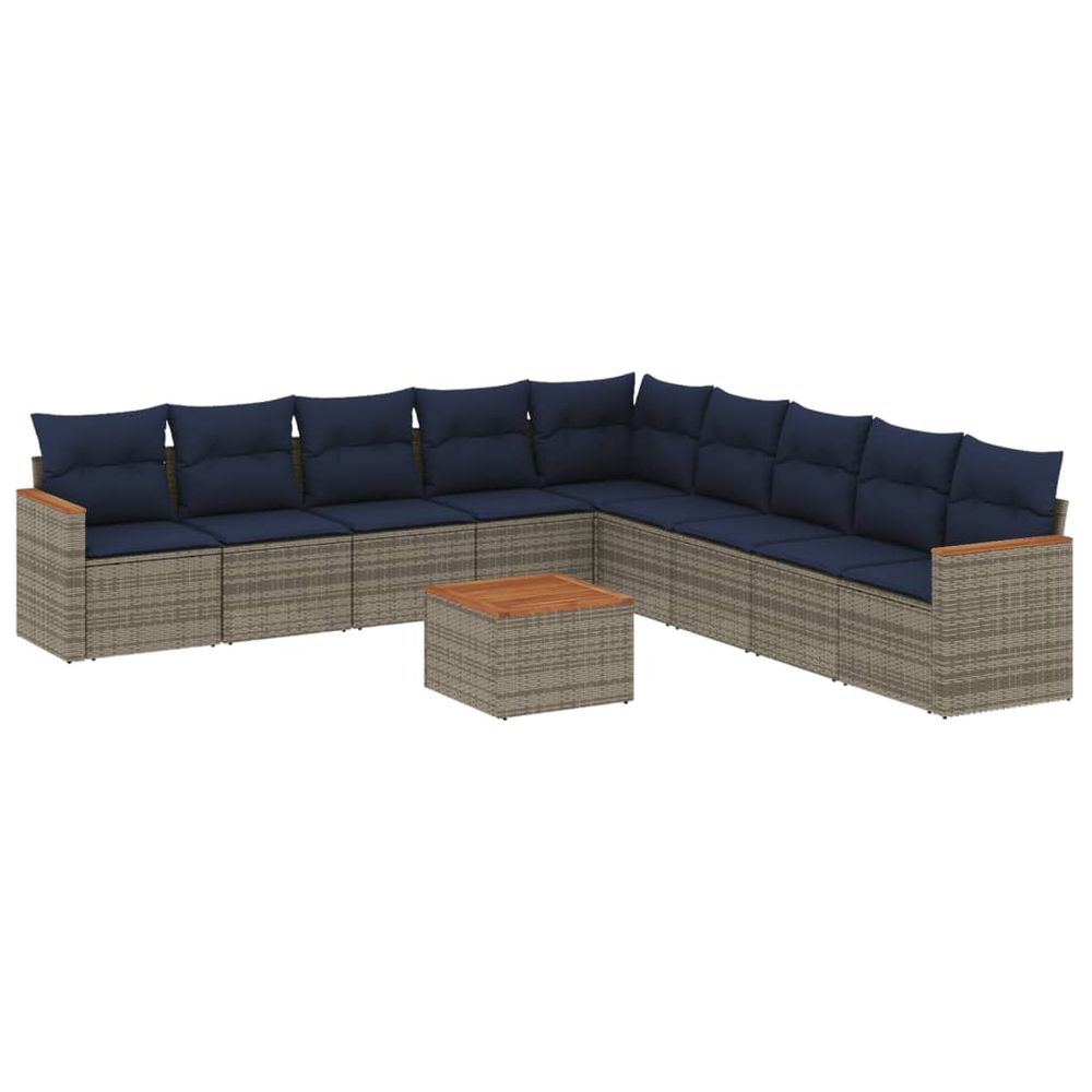 Ensemble de canapé de jardin 10 pcs avec coussins gris