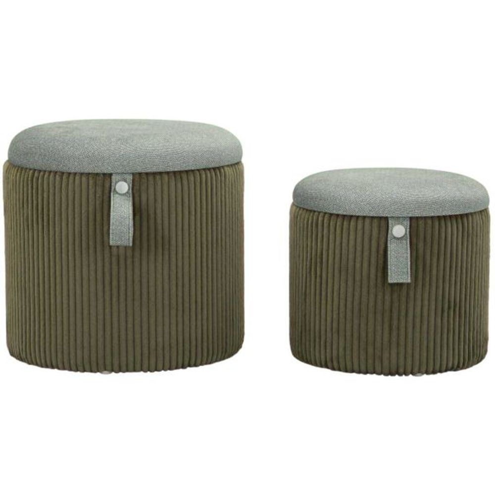 Pouf avec rangement intégré bolzano (set de 2) vert