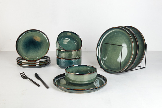 Cosy & Trendy Service de table en Céramique Vert 12 pièces, 4 personnes