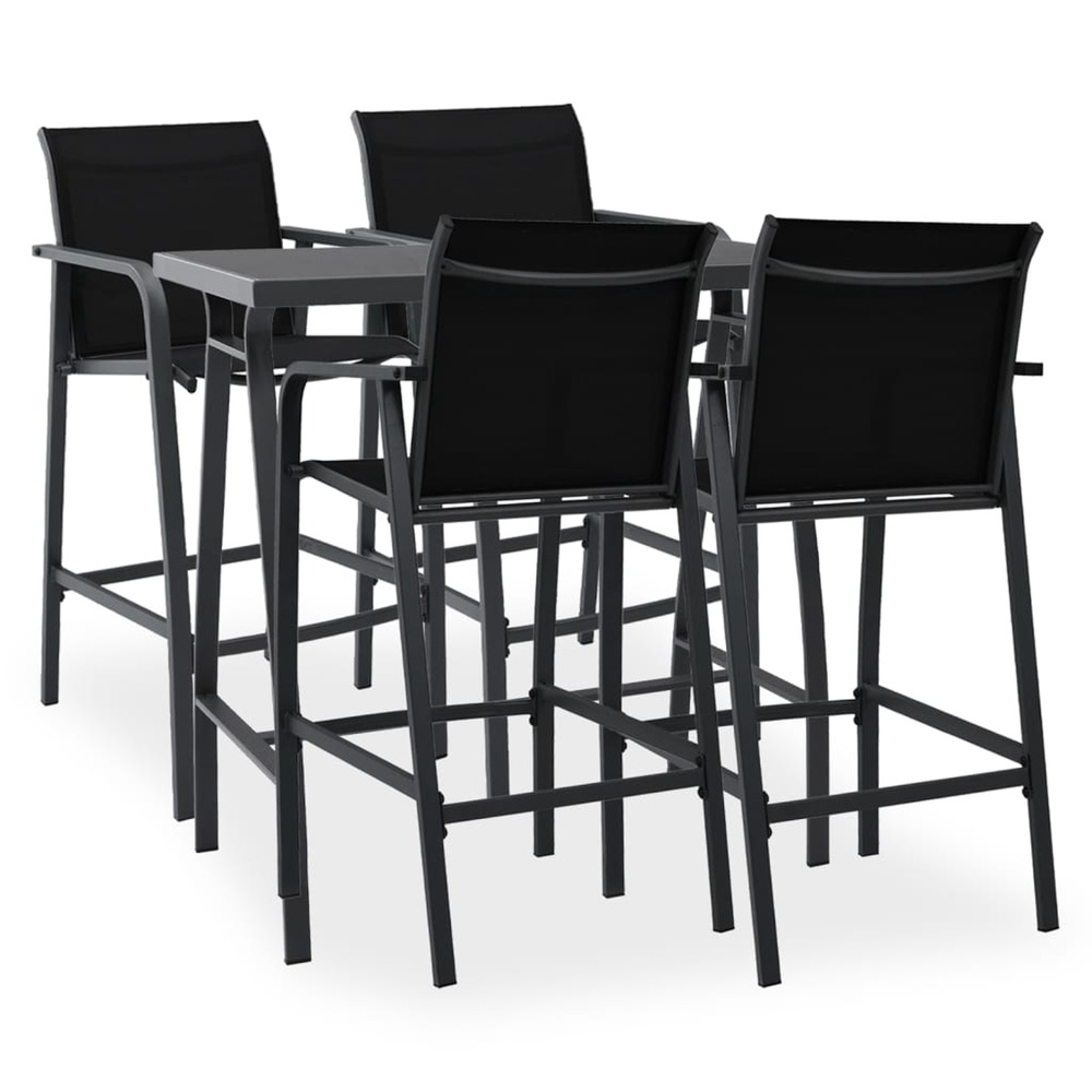 Ensemble de bar de jardin 5 pcs noir
