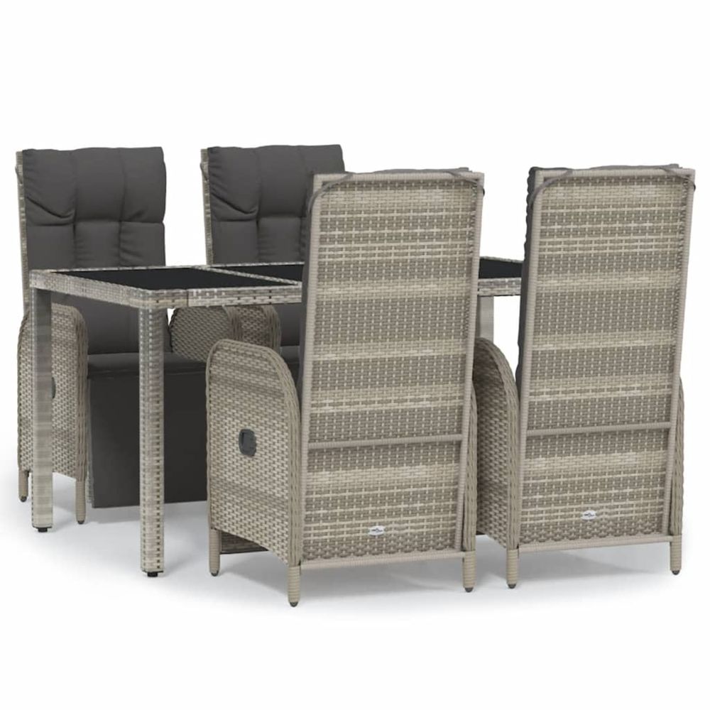 Ensemble à manger de jardin 5 pcs coussins gris résine tressée