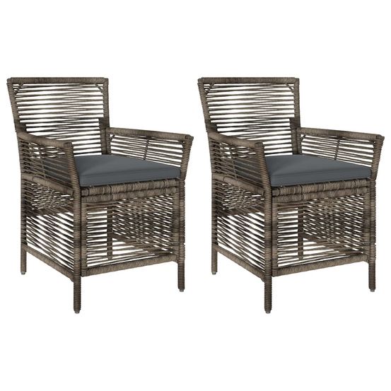 Chaise d'extérieur 2 pc gris et gris foncé polyrotin
