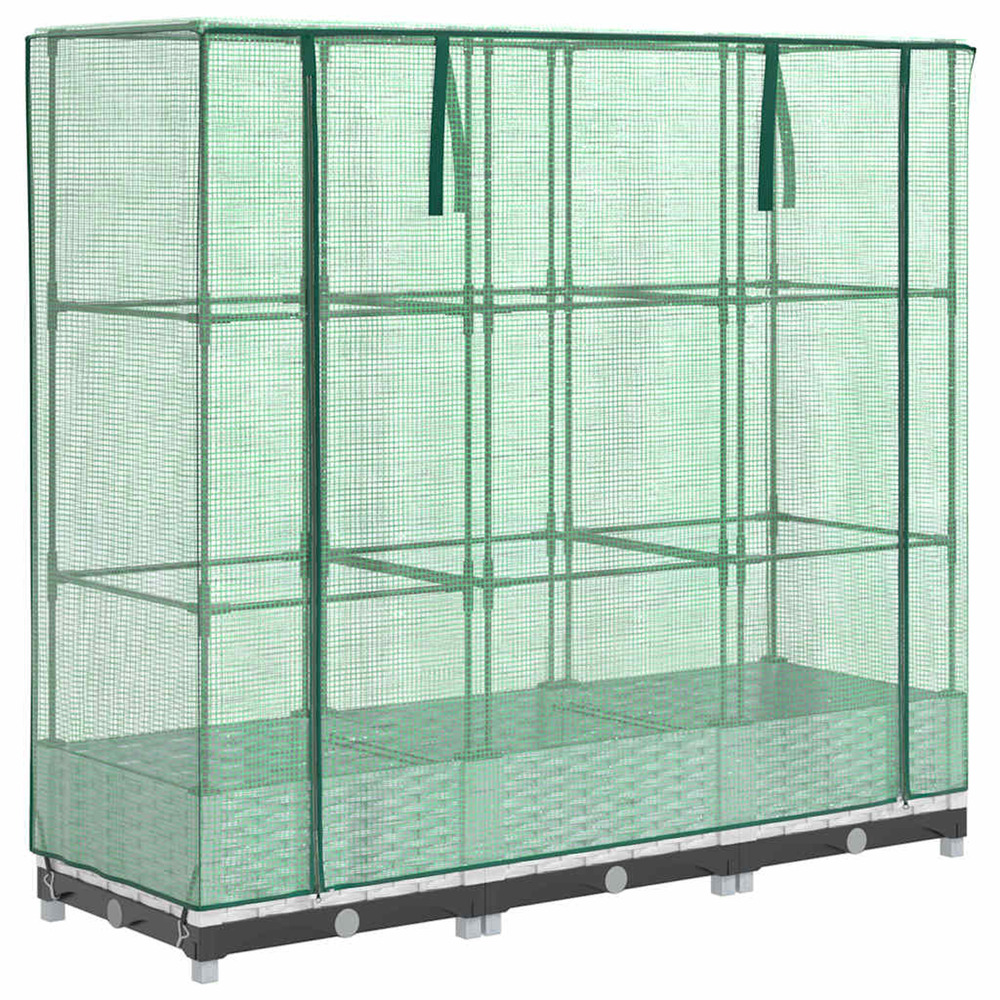 Jardinière d'extérieur surélevée avec housse aspect rotin 120x40x123 cm