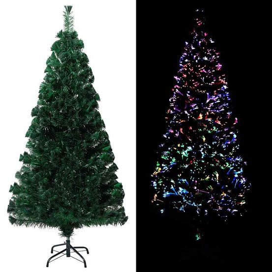 Sapin de noël lumineux fibre optique pvc décoration festive vert 120 cm