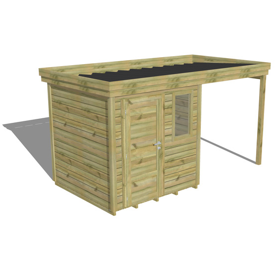 Abri de jardin bois pin traité autoclave 27mm - 4,14x2,14m / 9m2 - bac acier - plancher bois