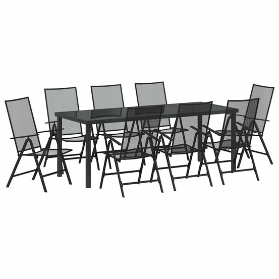 Ensemble de salle à manger pour jardin 9 pcs anthracite