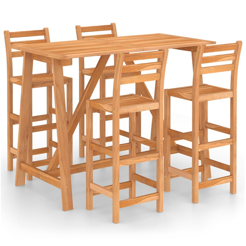 Ensemble de bar d'extérieur 5 pcs bois d'acacia massif