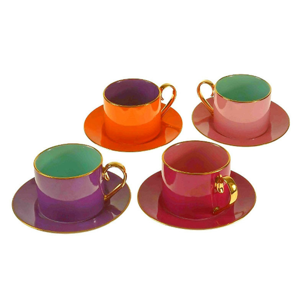 Ensemble de 4 tasses avec soucoupe fancy 16x8cm