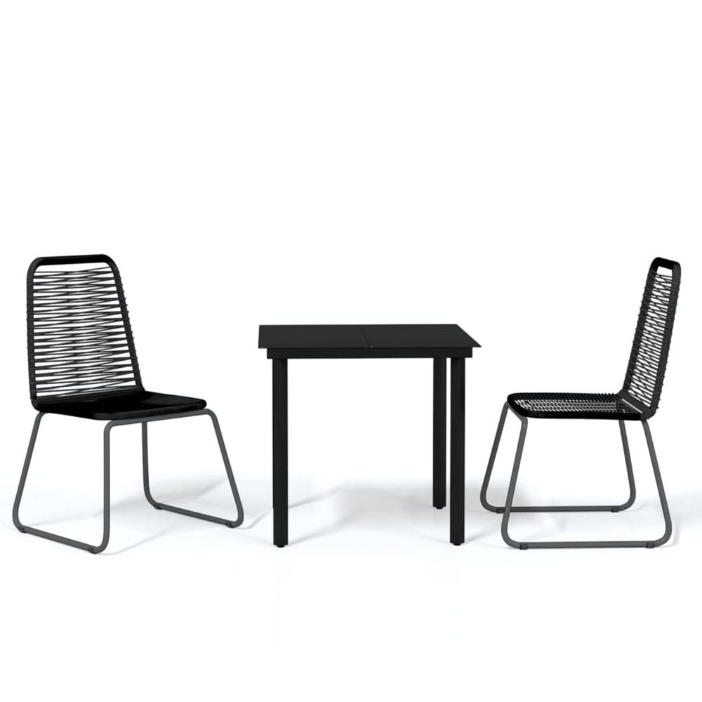 Ensemble à manger de jardin 3 pcs noir